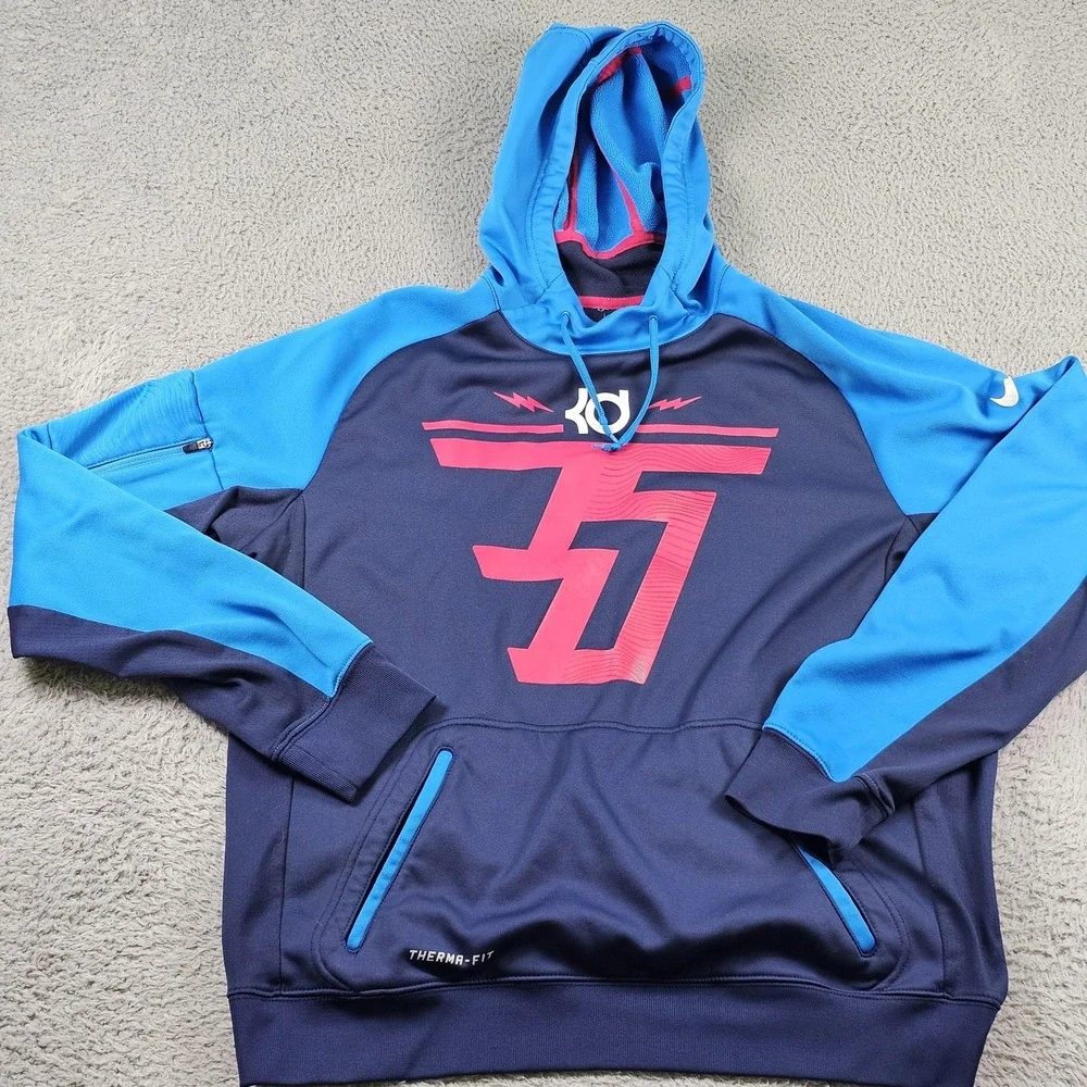 Nike KD Therma-FIT‎ Hoodie Mens Large Blue Navy Pullover Basketball 618299-410